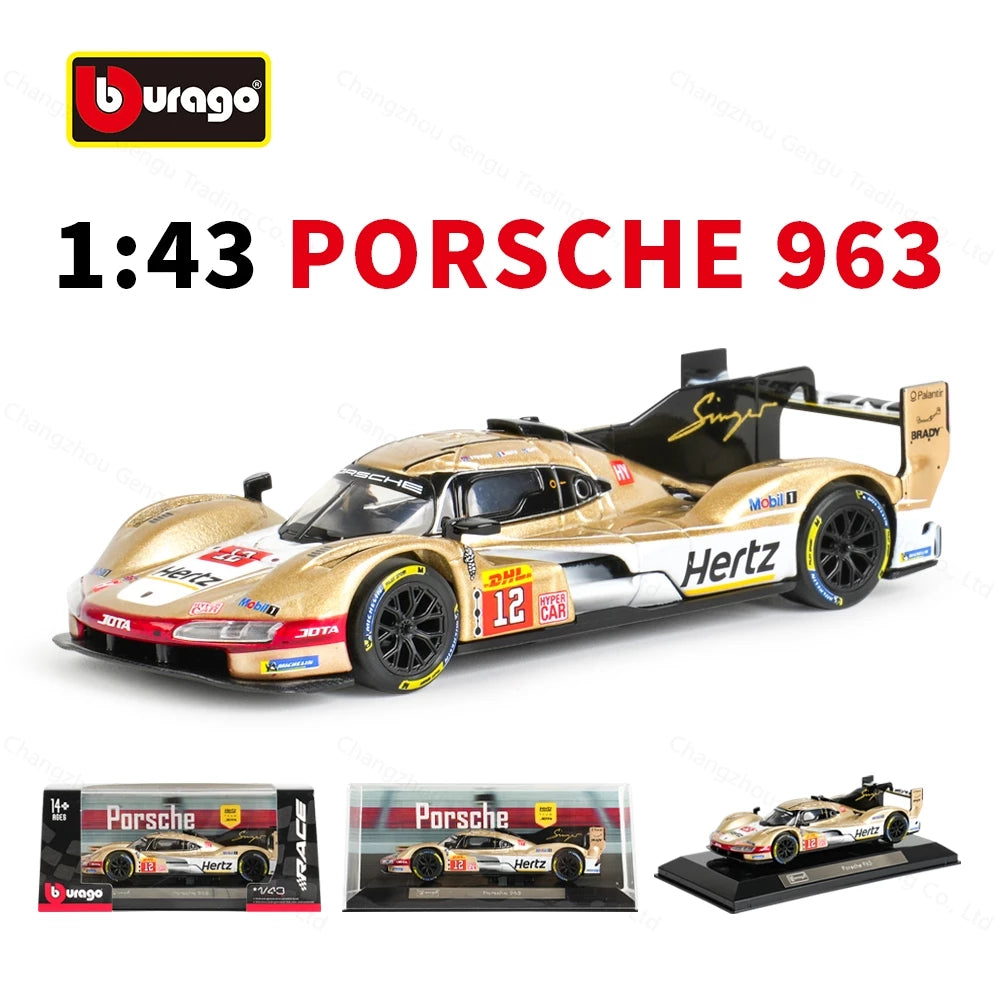 Bburago 1:43 Porsche 963 Gold Static Die Cast Vehicle
