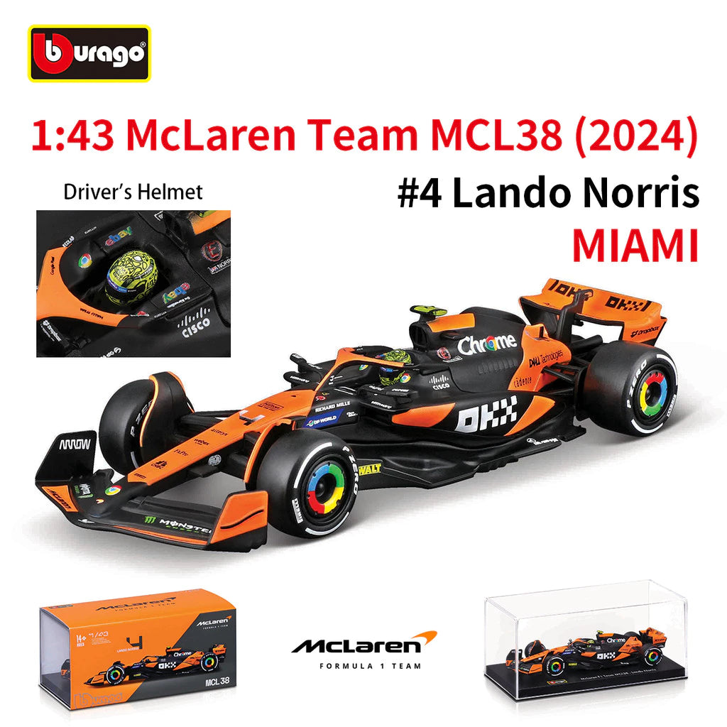 Bburago 1:43 2024 Mclaren MCL38 Miami Livery